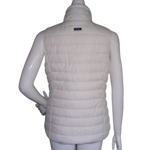 CALVIN KLEIN Puffer Vest, M, Winter White, Sherpa collar, Zipper front/flap - Picture 4 of 12